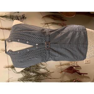 Express Black Patterned Sleeveless Belted Buttoned Front Blouse Womens Small